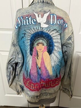Rare vintage unfinished tony alamo white dove denim jacket size XL/XXL